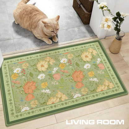 2x3 Entryway Rug Small Door Mat Indoor Entrance Machine Washable Boho Floral Area Rug Non-Slip Low Pile Throw Rugs for Entryway, Kitchen, Bedroom, Bathroom, Front Door Indoor Entrance, Entry