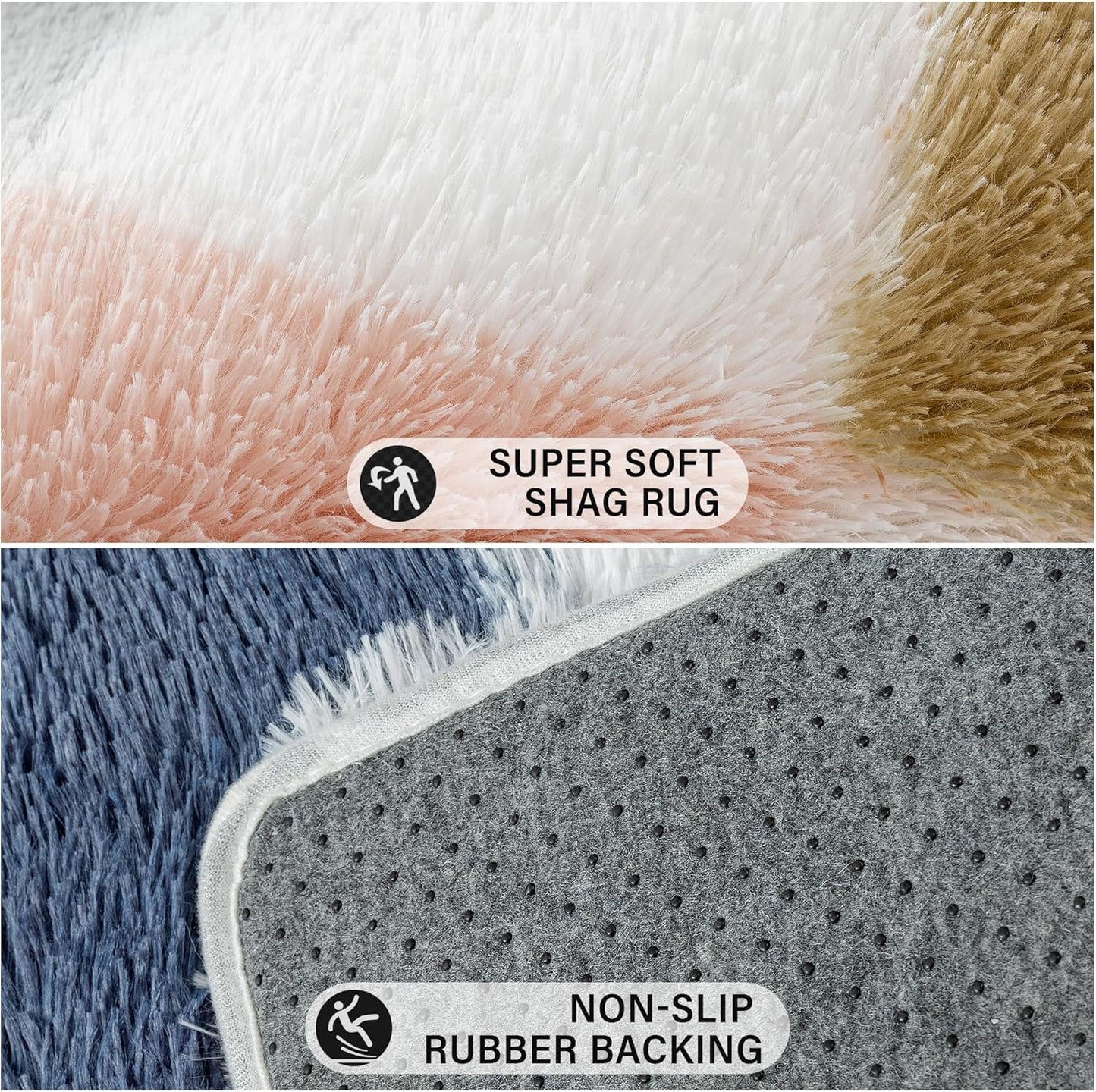 Checkered Rug 8x10 for Living Room, Modern Rainbow Shag Rug Washable Non-Slip Large Area Rug Super Soft Indoor Fuzzy Carpet Fluffy Rugs for Bedroom Home Aesthetic Decor